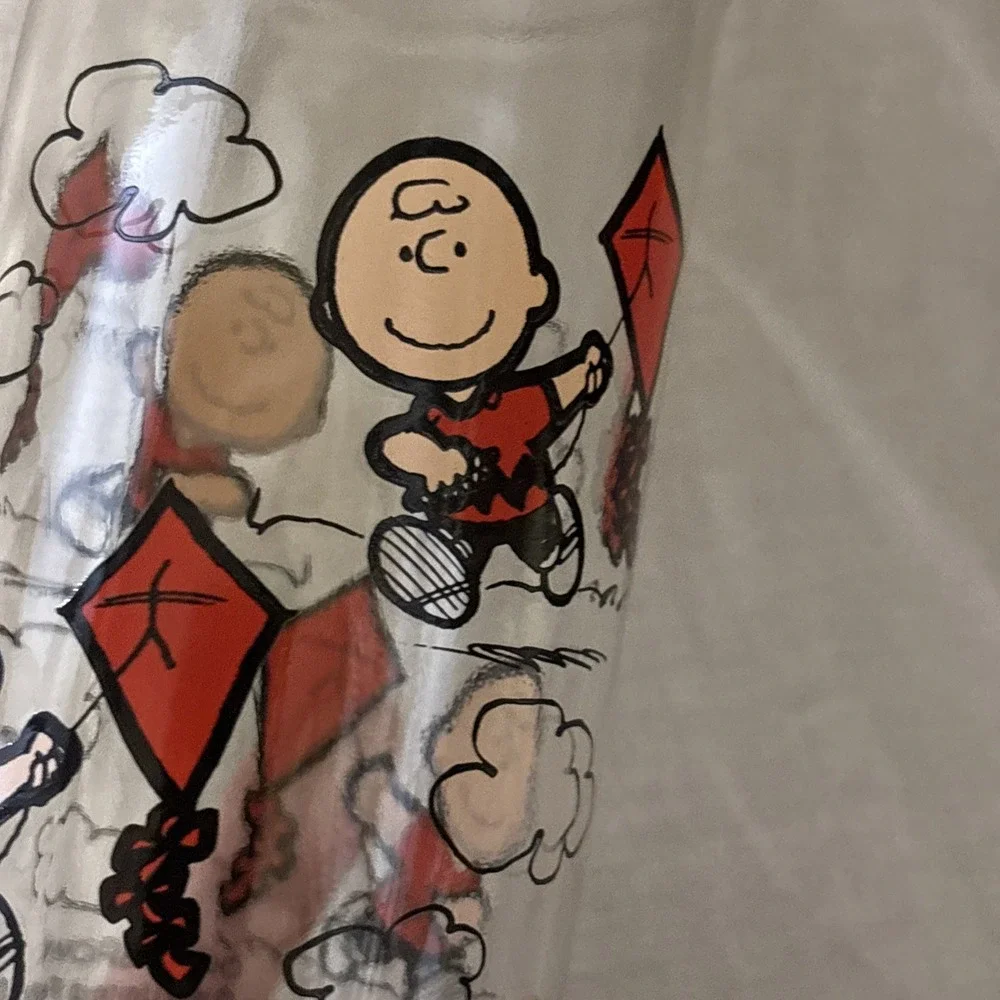 Vintage 1950 PEANUTS CHARLIE BROWN FLYING KITE GLASS ~‎ United Feature Syndicate